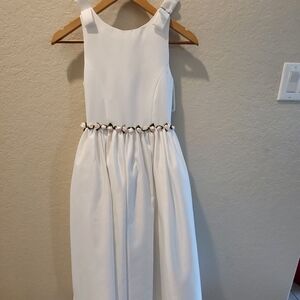 Justin Boots White Kids Dress with Floral Belt